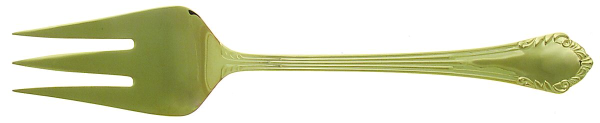 Golden Vauxhall (Gold Electroplate) Medium Solid Cold Meat Serving Fork by Reed & Barton-1