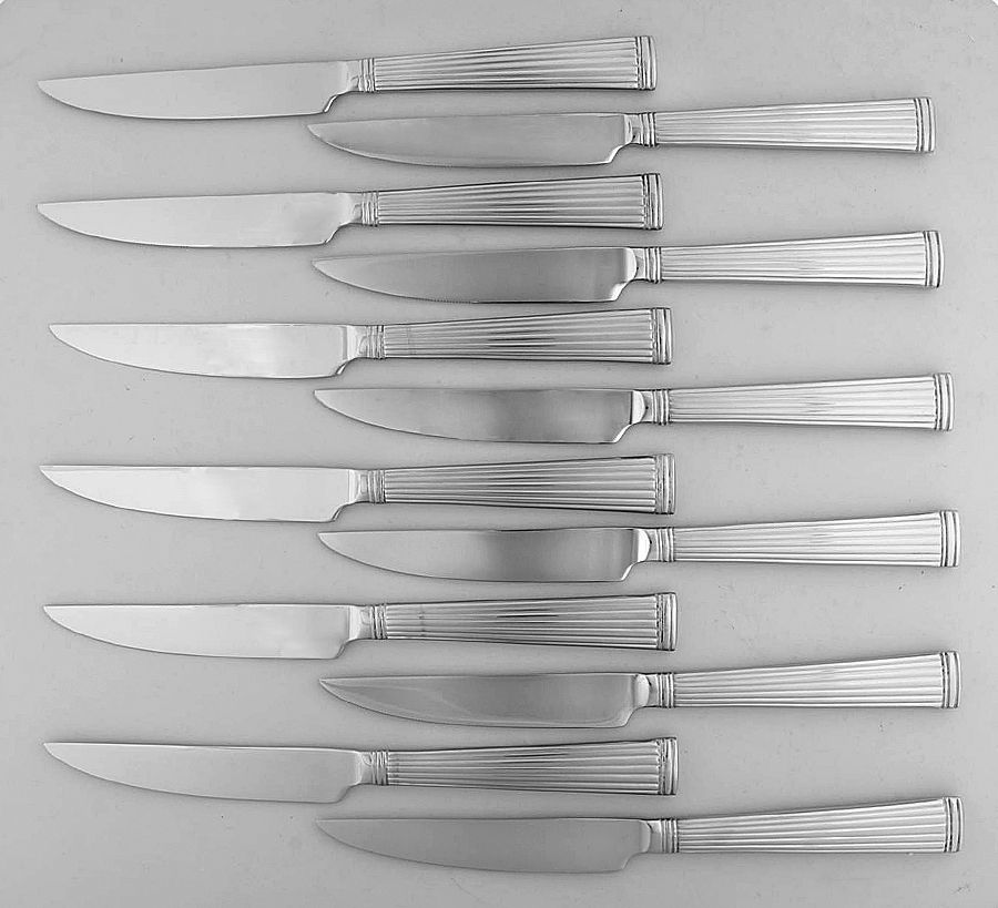 Crestwood (Stainless) (Set of 12) Individual Steak Knifes w/Hollow Hdl by Reed & Barton-1