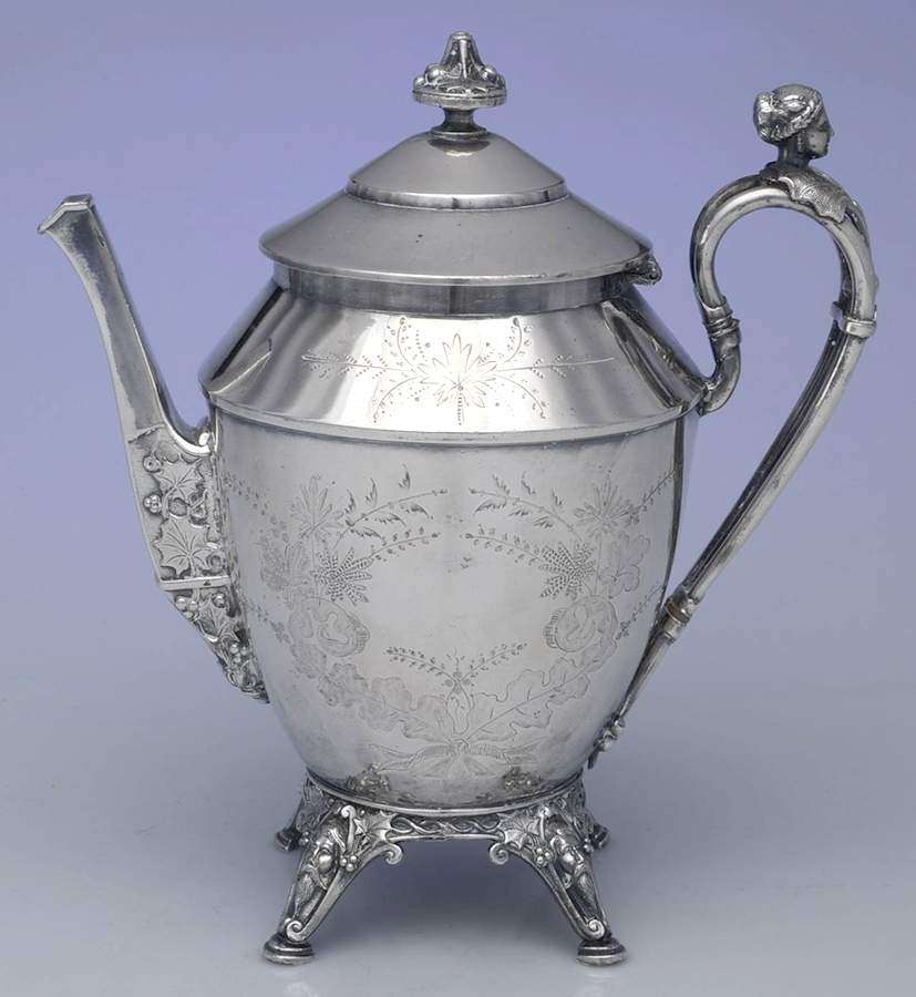 1887 (Silverplate, Holloware) Silverplate Coffee Pot by Rogers Smith-1