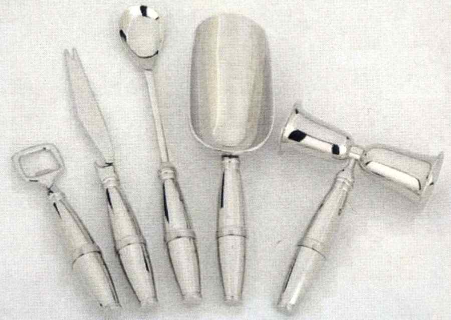 Hob Nob (Silverplate & Stainless Hollowware) (5 Piece) Bar Set (BOV,BARK,BASL,ICSCV,JIGDS) by Reed & Barton-1