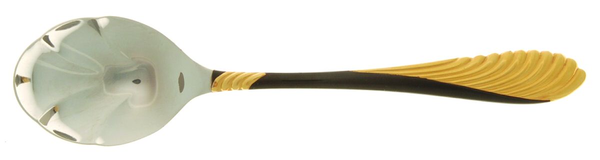 Coqui (Stnls, Black&Gold Acct) Sugar Shell Spoon by Retroneu-1