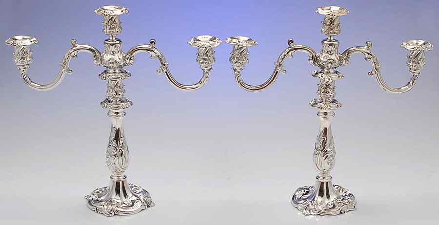741 (Silverplate, Hollowware) Pair of 3-Light Plated Candelabra by Reed & Barton-1