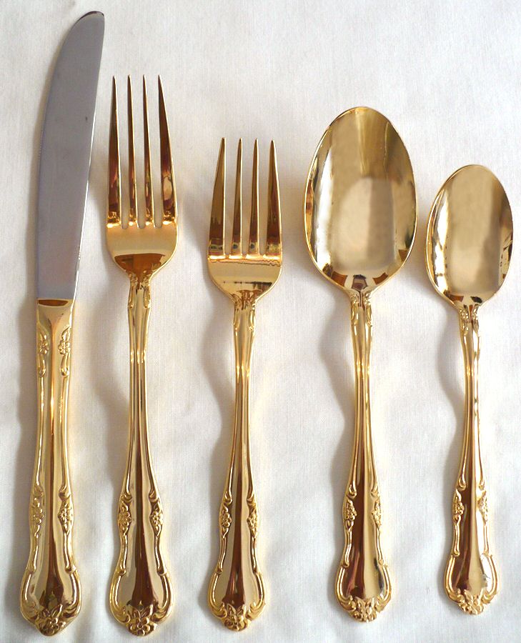 RXV6 (Gold Electroplate) Fork by RSVP Flatware-1
