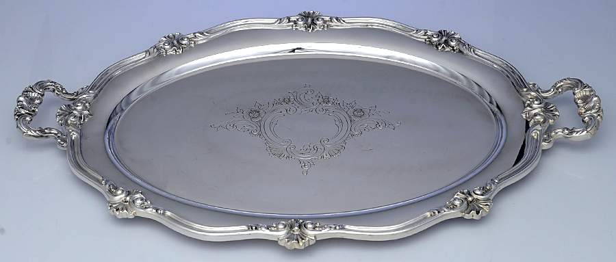 Regent Shield (Silverplate, Hollowware) Large Silverplate Waiter Tray by Reed & Barton-1
