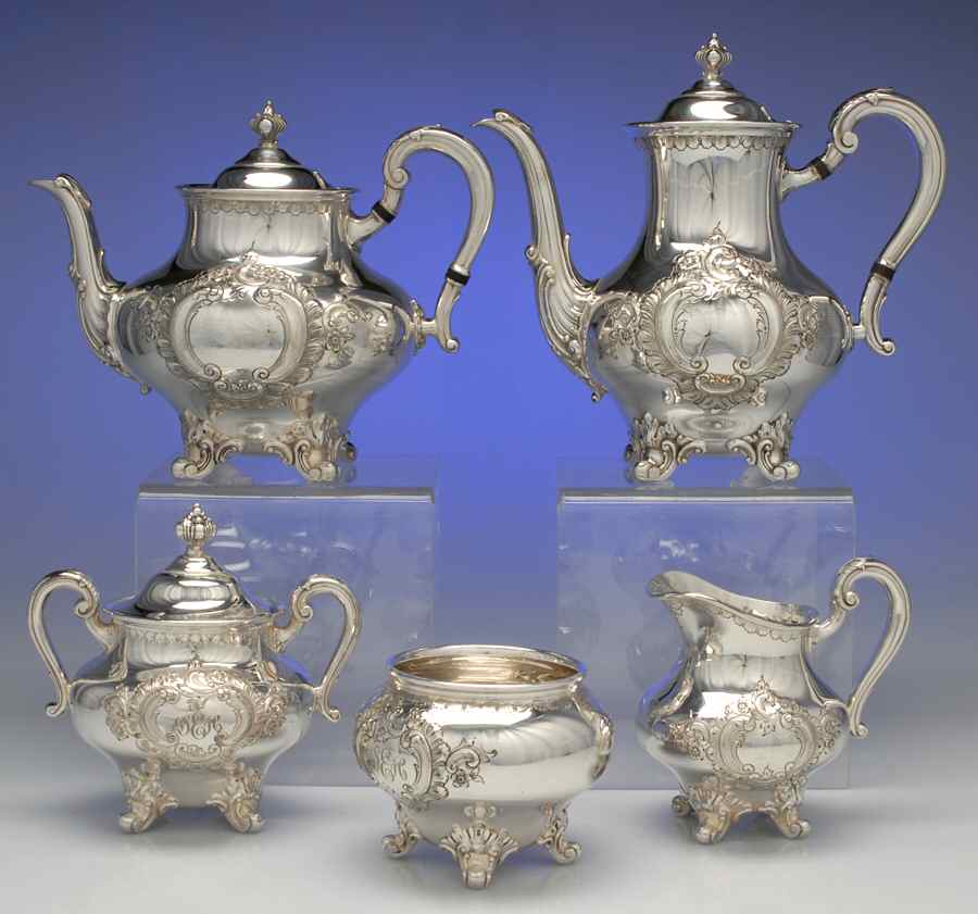 Regent-Chased (5600C2, Silverplate, Hollowware) 5-Piece Plated Tea Set (with Waste) by Reed & Barton-1