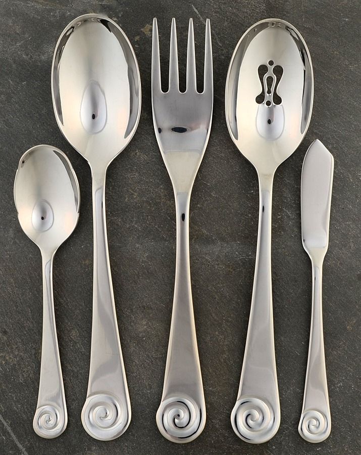 Ammonite Bright (Stainless) 5 Piece Hostess Set by Robert Welch-1