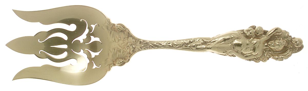 Love Disarmed-Gold Vermeil (Sterling) Oversize Solid Salad Servng Fork by Reed & Barton-1