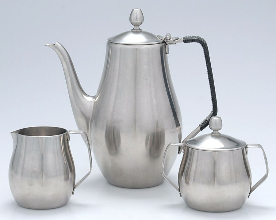 RDS171 (Stainless, Hollowware) 3pc Coffee Set (Cp, Cr, Su) by Reed & Barton-1