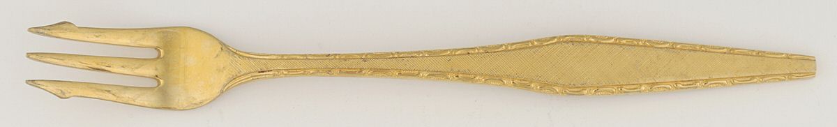 RNT1 (Gold Electroplate) Short Handle Pickle/Olive Fork by Regent Cutlery-1
