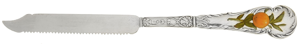 Luxembourg (Sterling, 1890, No Monograms) Individual Enameled Solid Orange Knife by Reed & Barton-1