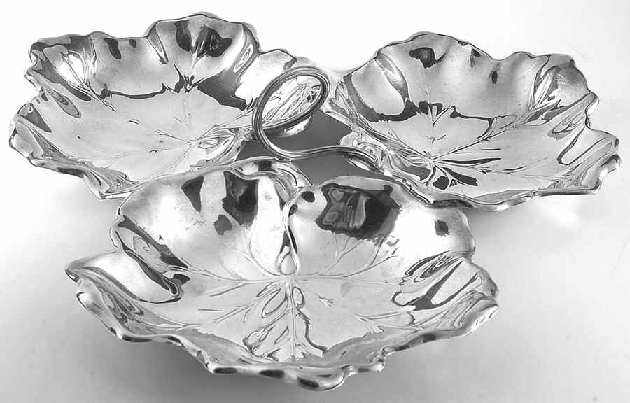 X102B (Sterling, Hollowware) 3-Part Sterling Bon Bon Bowl by Reed & Barton-1