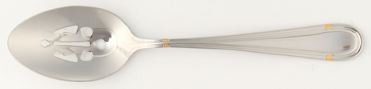 RBL27 (Stainless, Gold Accent) Pierced Tablespoon (Serving Spoon) by Roberts & Belk-1