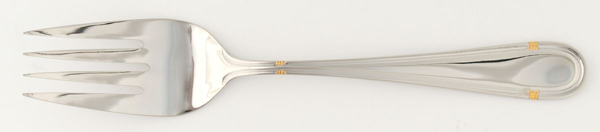 RBL27 (Stainless, Gold Accent) Large Solid Cold Meat Serving Fork by Roberts & Belk-1