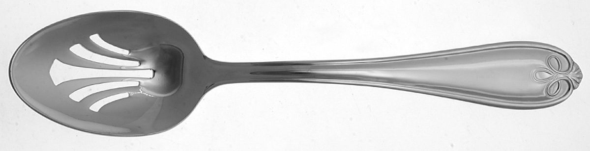 Ribbon Crest (Stainless) Pierced Tablespoon (Serving Spoon) by Reed & Barton-1