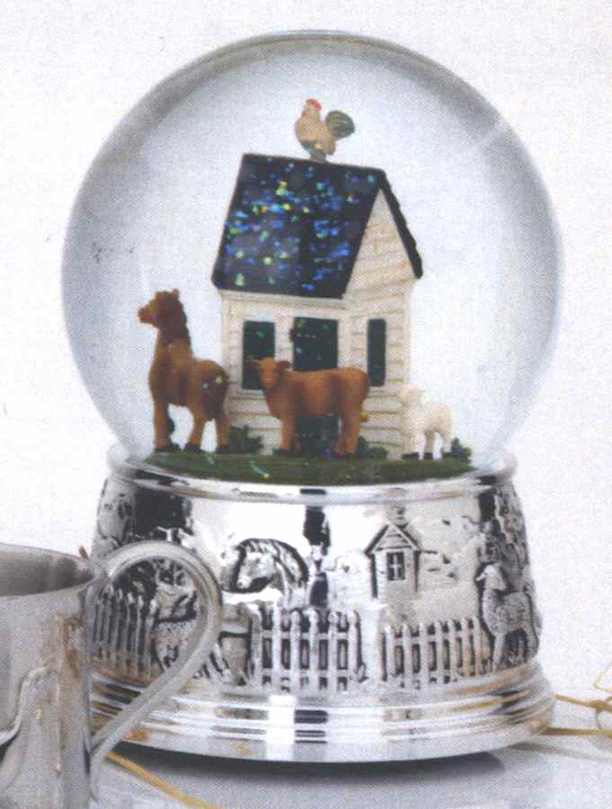 Farmyard Friends Coll(Slvp, Hlwr) Musical Water Globe by Reed & Barton-1