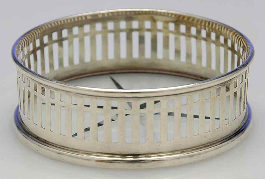 1202 (Sterling, Hollowware) Crystal Coaster with Sterling Rim by Reed & Barton-1