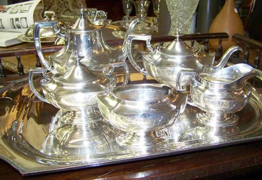 3953 (Silverplate, Hollowware) 6-Piece Plated Tea Set (Waste & Tray) by Reed & Barton-1