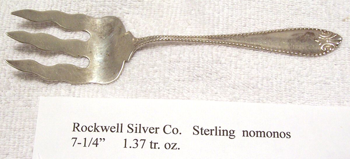 RCV1 (Sterling) Small Solid Cold Meat Serving Fork by Rockwell Silver Co-1