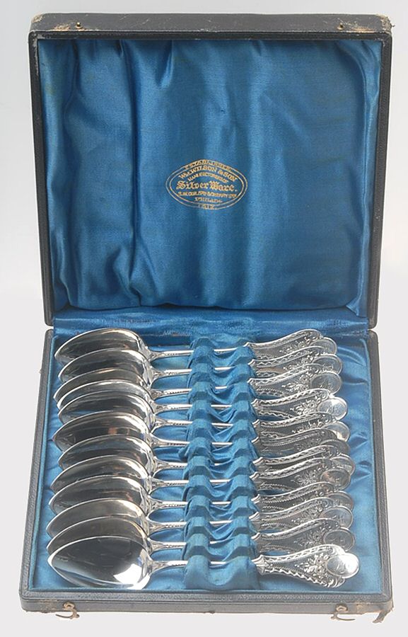 R2W7 (Coin) Fruit/Orange Spoon - Set of 12 with Case by Robert & William Wilson-1