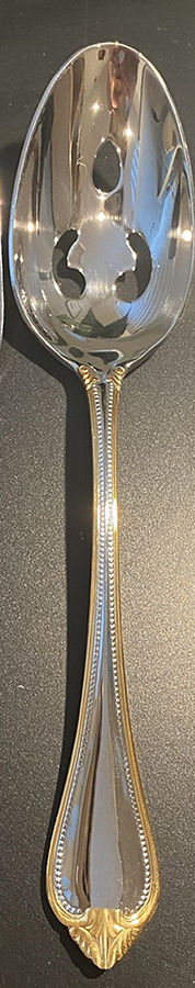 Melanie (Stainless, Gold Accent) Pierced Tablespoon (Serving Spoon) by Retroneu-1