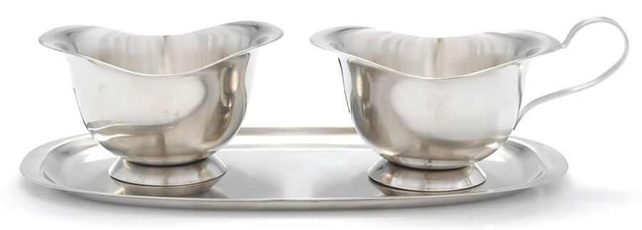 R3D1 (Stainless, Hollowware) Mini Creamer, Sugar and Tray by Royal Dolphin-1