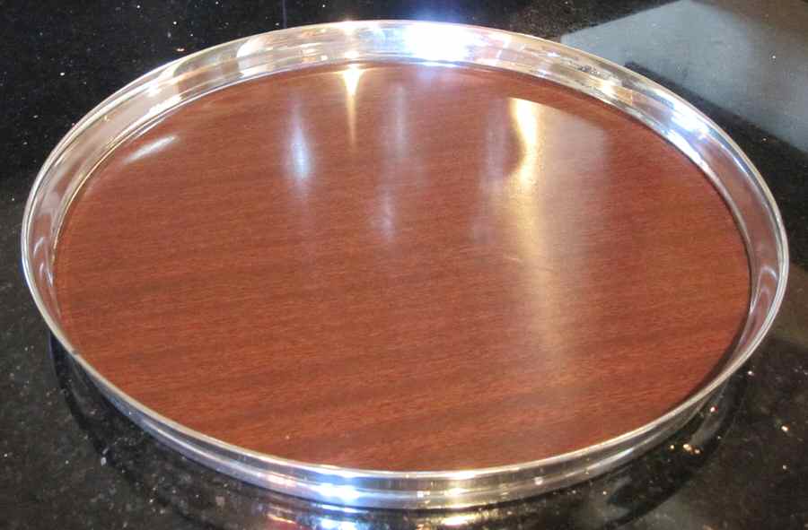 X152 (Sterling, Hollowware) Round Tray with Lucite Center by Reed & Barton-1