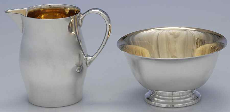 Paul Revere (Sterling, Hollowware Dessert Creamer and Open Sugar Set by Reed & Barton-1
