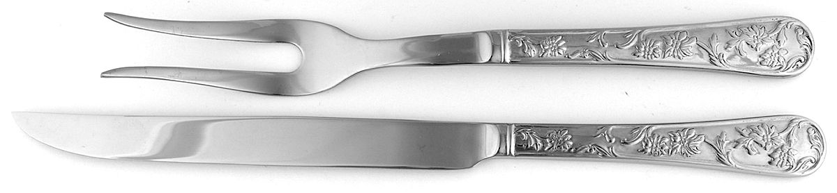 Queen's Garden (Stainless) Small Solid 2-Piece Steak Carving Set by Reed & Barton-1