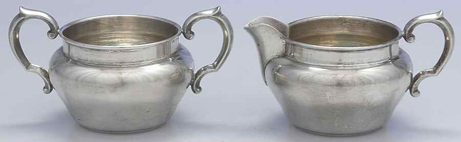 X728 (Sterling, Hollowware) Mini Creamer & Open Sugar by Reed & Barton-1