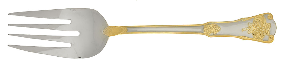 Old Country Roses (Stainless) Large Solid Cold Meat Serving Fork by Royal Albert-1