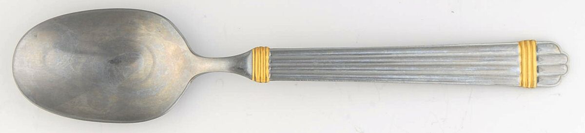 Esprit-Gold (Stainless, Gold Accent, 4 Ribs) Place/Oval Soup Spoon by Retroneu-1