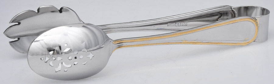 Ascot-Gold Accent (Stainless) Ice Serving Tongs Large HC by Ricci (Argentieri)-1