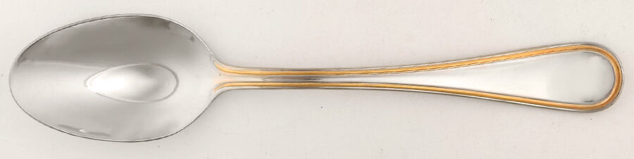 Ascot-Gold Accent (Stainless) Solid Serving Spoon by Ricci (Argentieri)-1