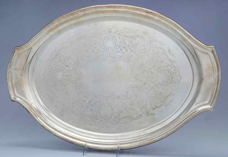 1750 (Silverplate, Hollowware) Large Silverplate Waiter Tray by Reed & Barton-1