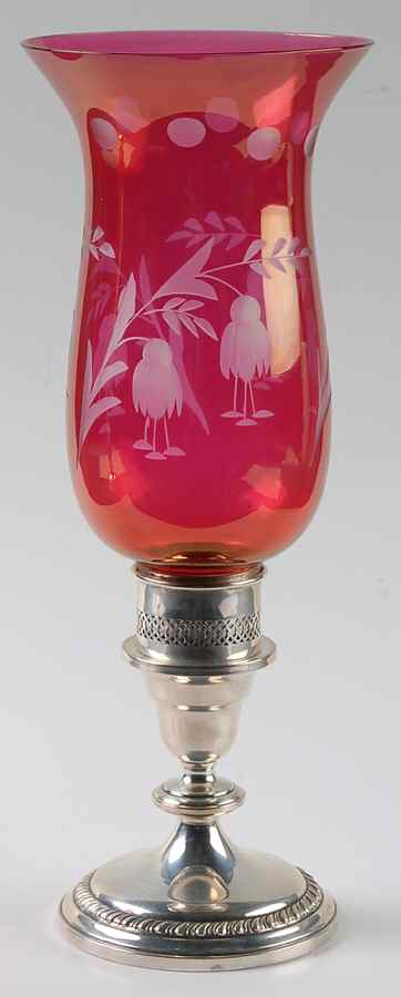 665 (Sterling, Hollowware) Weighted Hurricane Lamp & Globe by Revere Silver-1