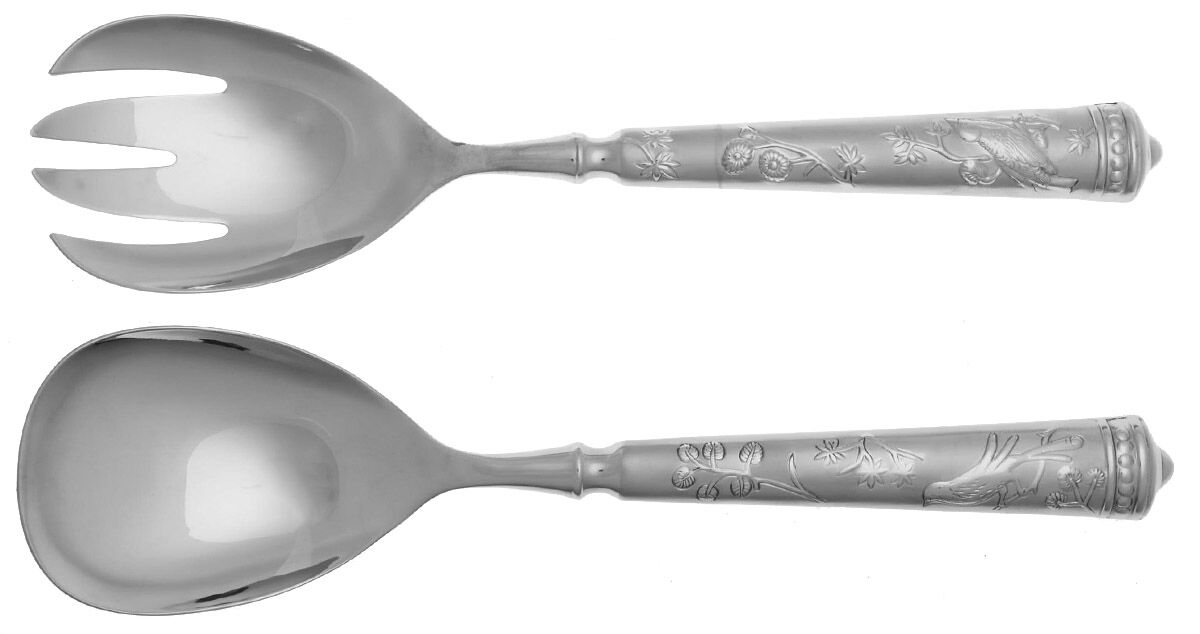 Audubon's Bird of Paradise (Stainless) 2 Pc Salad Set with Stainless Bowl by Ricci (Argentieri)-1