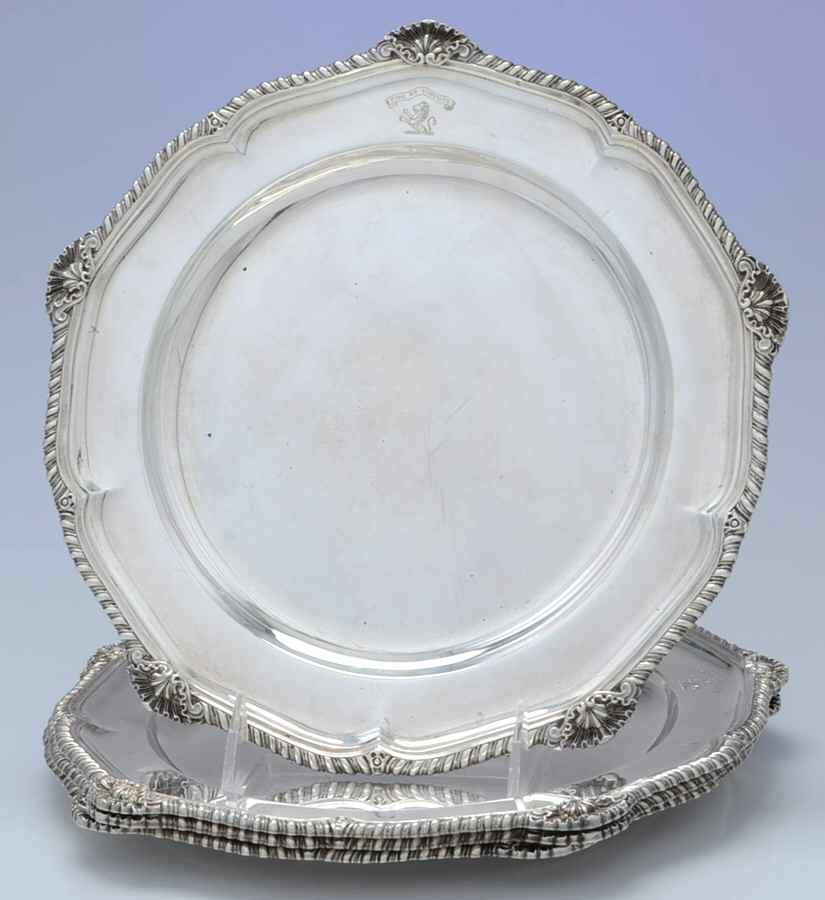 R5S1 (Sterling, Hollowware) Service/Dinner Plate - Set of 4 by Richard Comyns-1