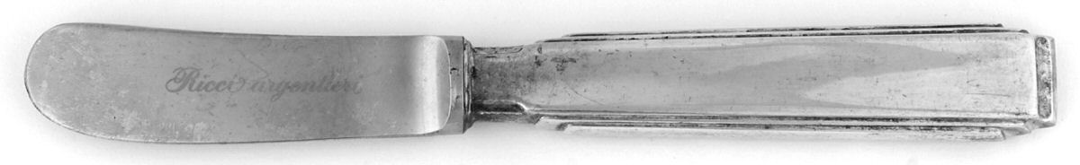 Art Deco (Gold Electroplate) Butter Spreader Hollow Hdl-Paddle/Stainless Blade by Ricci (Argentieri)-1