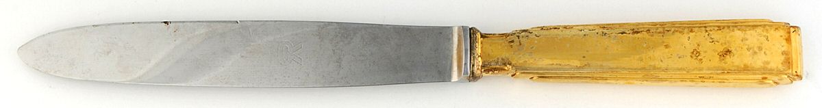 Art Deco (Gold Electroplate) Modern Hollow Knife by Ricci (Argentieri)-1
