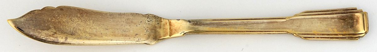 Art Deco (Gold Electroplate) Flat Handle Master Butter Knife by Ricci (Argentieri)-1