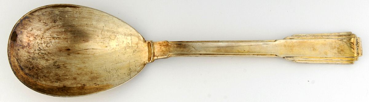 Art Deco (Gold Electroplate) Solid Rice/Potato Spoon by Ricci (Argentieri)-1