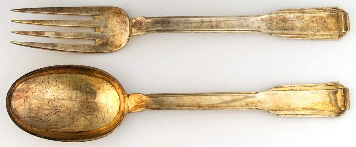 Art Deco (Gold Electroplate) Solid Serving Set by Ricci (Argentieri)-1