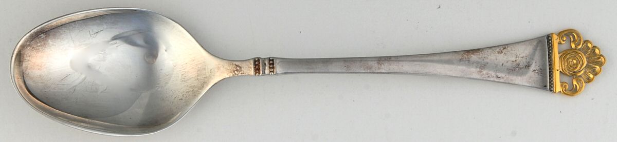 Rosenmuster (Sterling-Gold Accent) Place/Oval Soup Spoon by Robbe & Berking-1