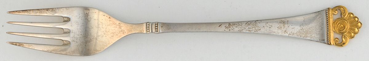 Rosenmuster (Sterling-Gold Accent) Individual Salad Fork by Robbe & Berking-1