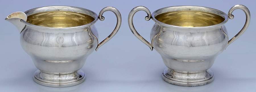 540 (Sterling, Hollowware) Creamer & Open Sugar Set by Revere Silver-1