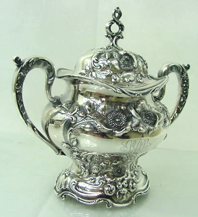 130A (Sterling, Hollowware) Sugar Bowl & Lid by Reed & Barton-1