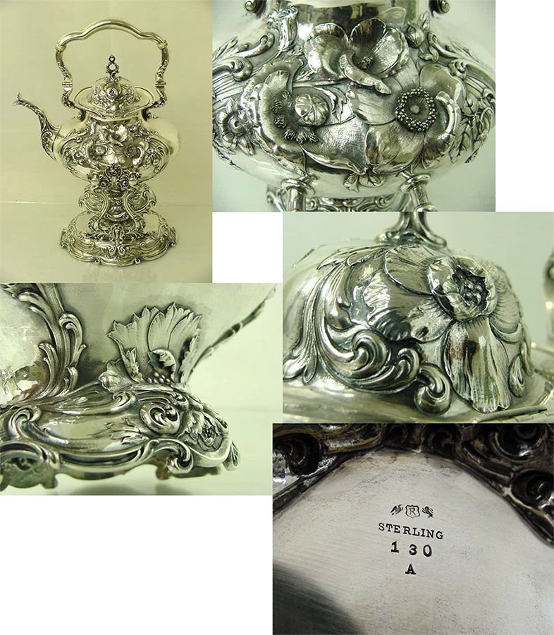 130A (Sterling, Hollowware) Kettle, Stand & Burner by Reed & Barton-1