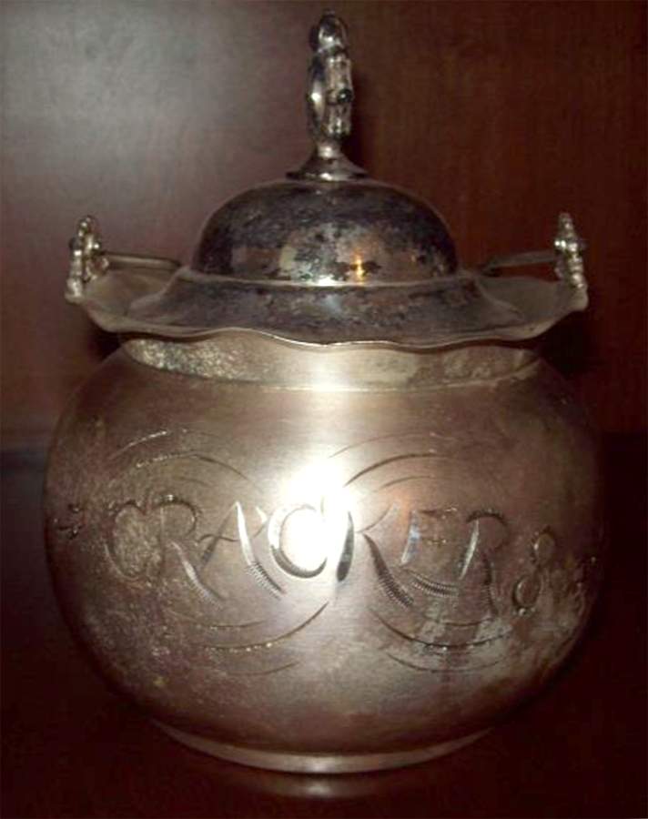 400 (Silverplate, Hollowware) Cracker Jar & Lid by Rockford Silver Plate Co-1