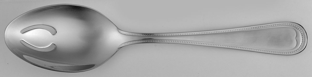 Elegant Bead-Hamilton-English Gentry (Stainless) Pierced Tablespoon (Serving Spoon) by Reed & Barton-1