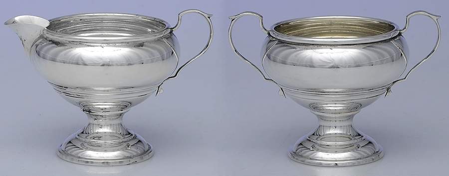 2539 (Sterling, Hollowware) Creamer & Open Sugar Set by Redlich-1